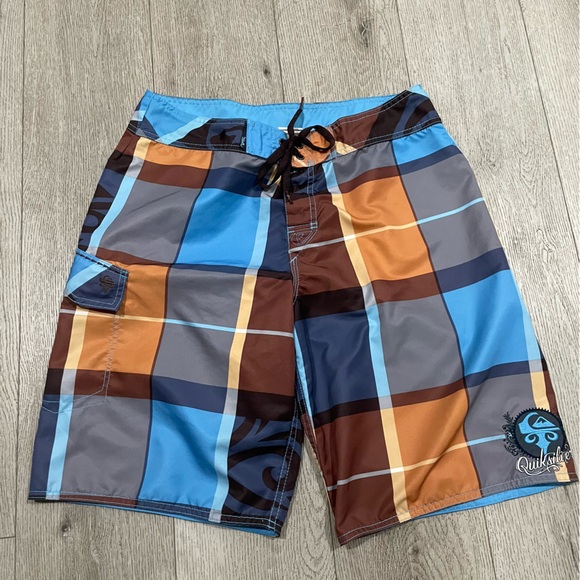 Vintage 90s quiksilver plaid patch board shorts men’s size 33 - Picture 1 of 9